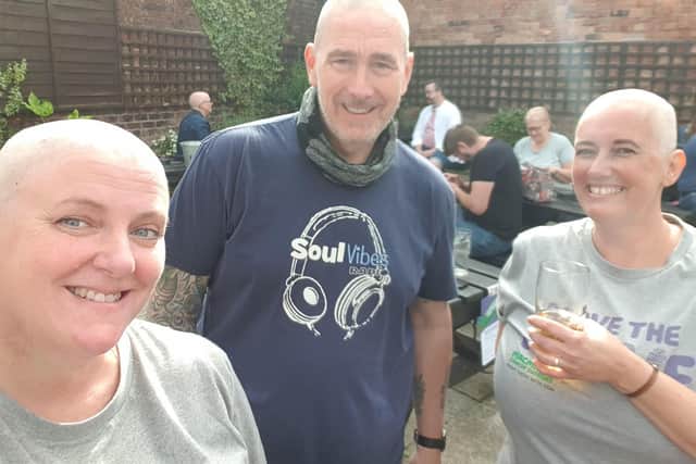 Bare-headed at the Tap and Spile after the shave