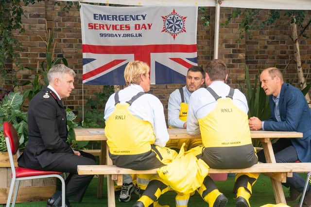 Rob Gaunt, Adam Sheader and Rudi Barman chatting with Prince William - Image: Kensington Palace