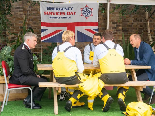 Rob Gaunt, Adam Sheader and Rudi Barman chatting with Prince William - Image: Kensington Palace