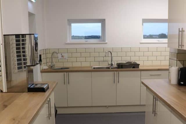 The revamped kitchen at Burton Fleming Village Hall.