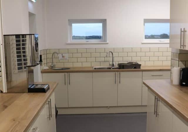 The revamped kitchen at Burton Fleming Village Hall.