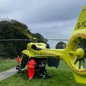 The casualty being loaded onto the Yorkshire Air Ambulance. (Scarborough and Ryedale Mountain Rescue Team)