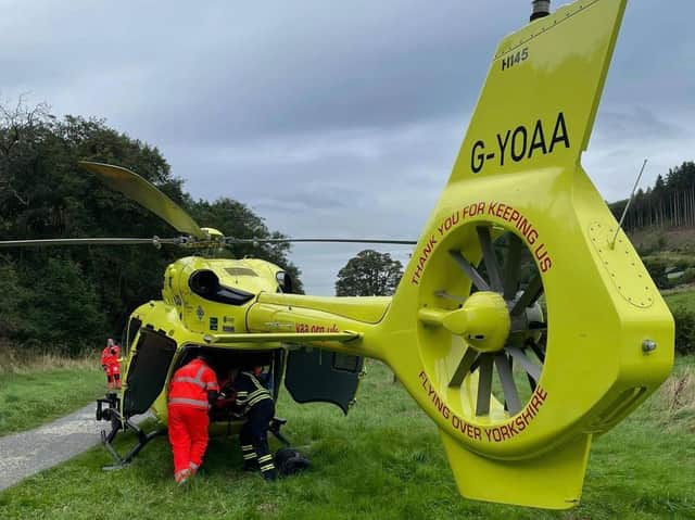 The casualty being loaded onto the Yorkshire Air Ambulance. (Scarborough and Ryedale Mountain Rescue Team)