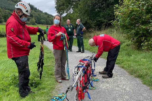 The rescue team preparing their equipment. (Scarborough and Ryedale Mountain Rescue Team)