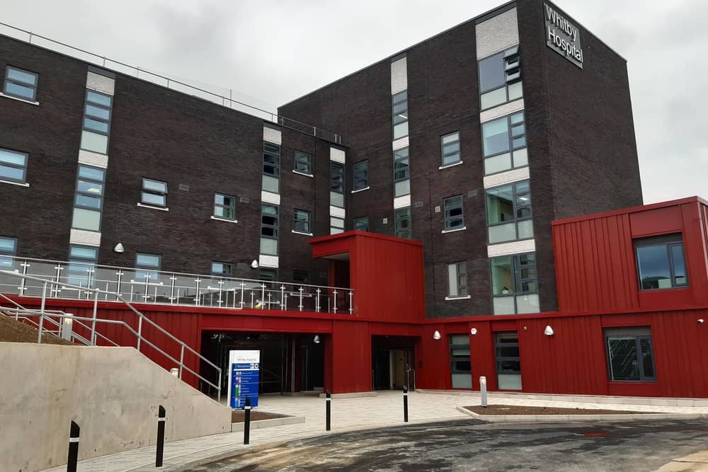 A view of the renovated tower block at Whitby Hospital.