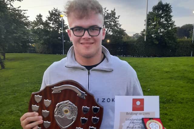 Patrick Philpot with the Bridlington Lions Award.
