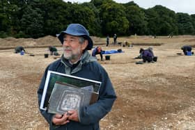 Dr Peter Halkon, senior lecturer in archaeology at the University of Hull, is pictured at the “shrine” site. Photo by Jonathan Gawthorpe