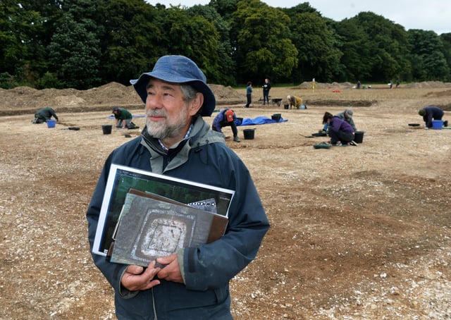 Dr Peter Halkon, senior lecturer in archaeology at the University of Hull, is pictured at the “shrine” site. Photo by Jonathan Gawthorpe