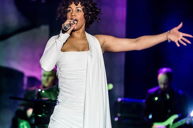 Elesha Paul Moses as Whitney Houston. (Cuffe and Taylor)