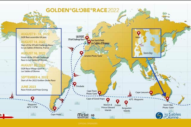 The race route (Golden Globe Race 2022)