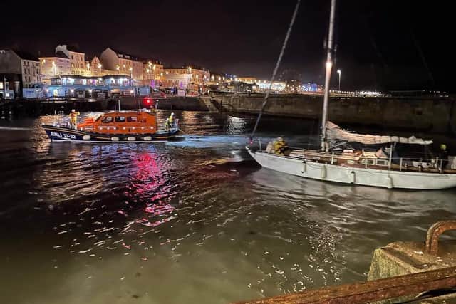 The all weather lifeboat towed the stricken yacht back to Bridlington Harbour, taking two hours.