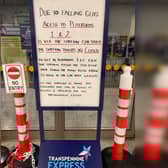 The sign advising passengers of alternative access arrangements