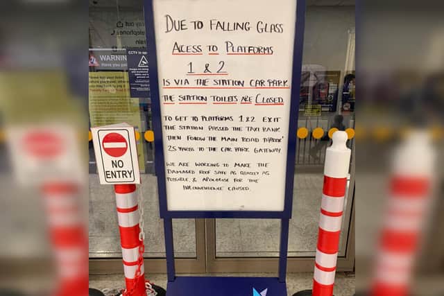 The sign advising passengers of alternative access arrangements