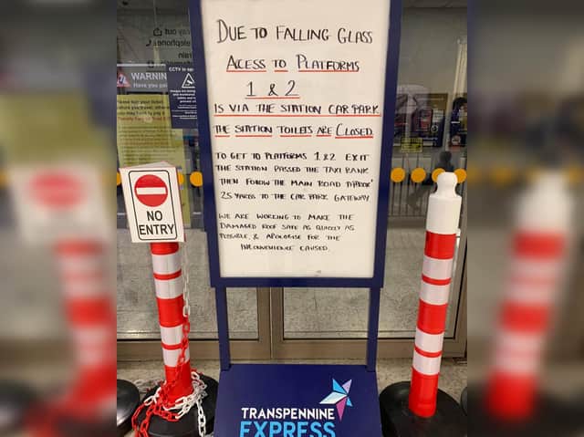 The sign advising passengers of alternative access arrangements