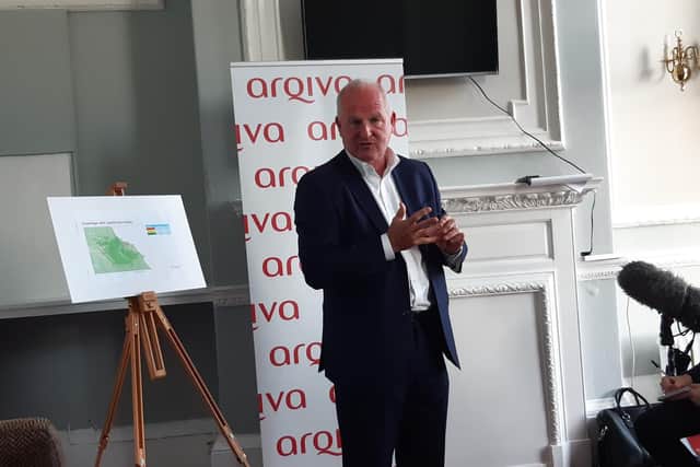 Arqiva's Chief Executive Officer Paul Donovan speaks to media at the Royal Hotel, Whitby.