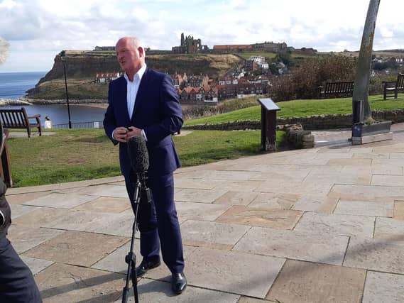 Arqiva CEO Paul Donovan addresses the media in Whitby while providing an update on the work to restore TV services across the region.