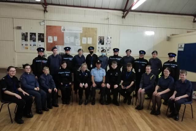 Police cadets are pictured with the air cadets during their time at 252 (Bridlington) Sqn RAFAC.
