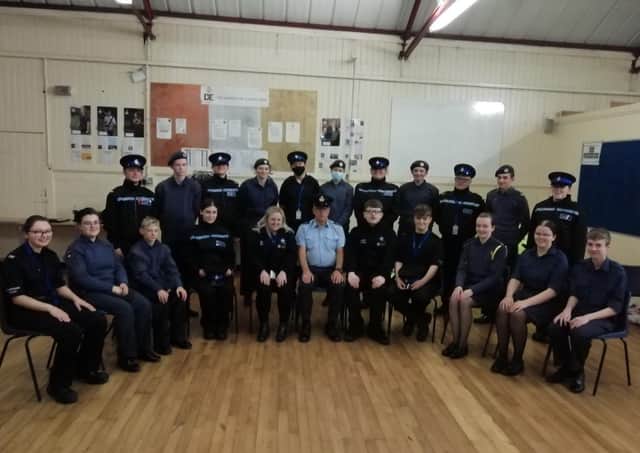 Police cadets are pictured with the air cadets during their time at 252 (Bridlington) Sqn RAFAC.