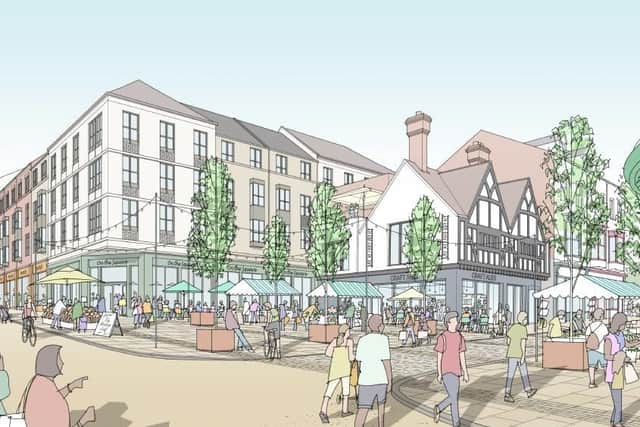An artist's impression of the proposed plans from Scarborough Council with a small square next to the block of flats. (Scarborough Council)