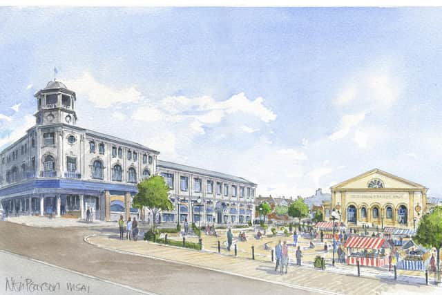 An artist's impression by Neil Pearson of an alternative use of the land - a large town square. (Neil Pearson)