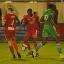 Harold Monkam in action for Bridlington Town in the 1-1 draw at home to Frickley

Photos by Dom Taylor - available to order by Emailing s70dom@gmail.com or on Facebook at DT Sports Photographs