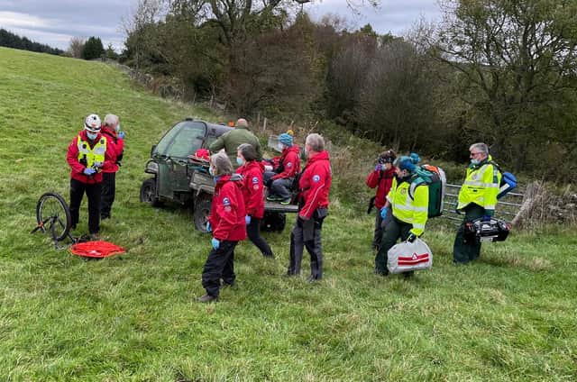Rescuers were called to May Beck and used a farmer's all-terrain vehicle to help move an injured man. Photo: (Scarborough and Ryedale Mountain Rescue Team)