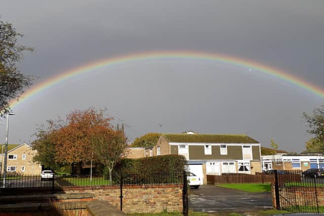 Pat Willcockson sent in this stunning photograph of a rainbow for our readers to enjoy.