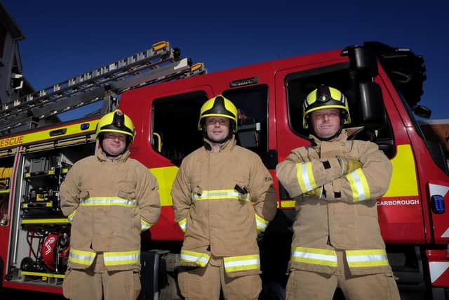Scarborough Fire Station crew Rich Hodgson, Ross Flinton, and Martin Imeson.