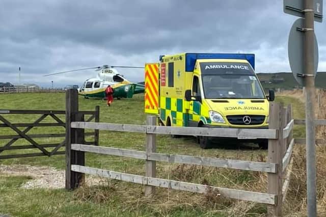 The patient was transported to the GNAAS helicopter by road ambulance.
