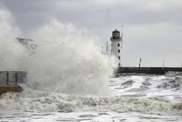 Heavy seas crash in the South Bay during previous stormy weather.