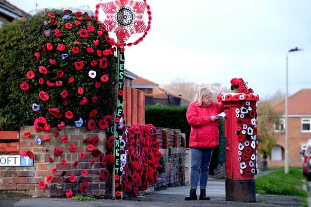 Crocheted poppies have taken over Scarborough area.