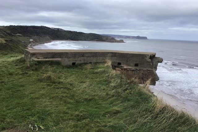 Work took place to removed the pillbox which was overhanging the cliff edge. (Photo: Scarborough Borough Council)