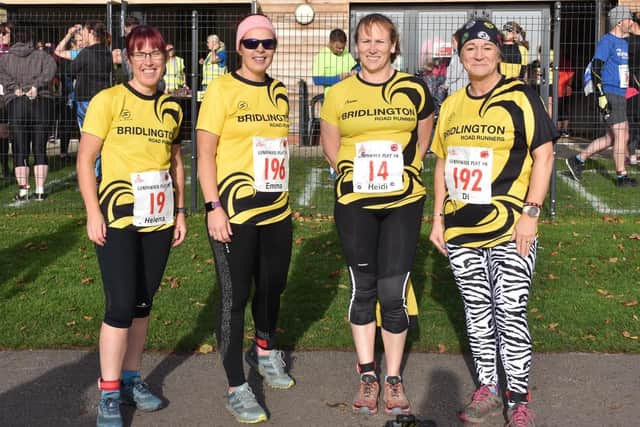 The four Brid Road Runners at the Gunpowder Plot 10K are, from left, Helena Bennett , Emma Richardson, Heidi Baker and Di Raper