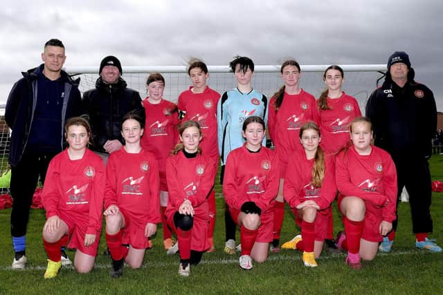 Scarborough Ladies Under-13s before their 8-0 home win against York RI
Photo by Richard Ponter