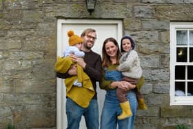 Peter Neville, 41 and Cecily Fearnley, 35 with Wilfred, two and Ralph, three months.