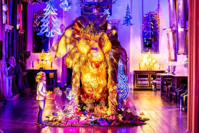 A giant model of Aslan has been created for the event,  which has been created from pages from the novels painted gold. Pic credit: Charlotte Graham.