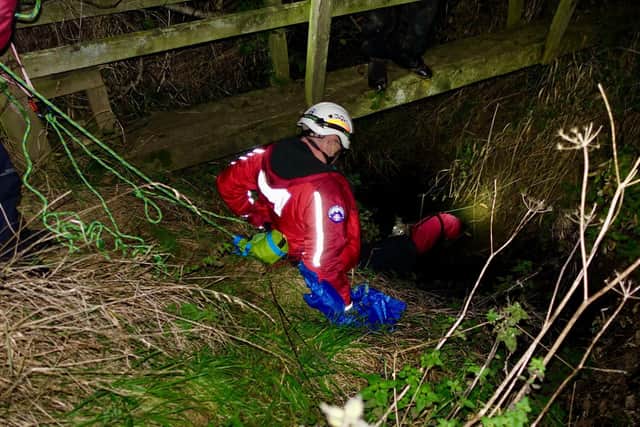 The sides of the watercourse were too steep for Millie to exit unaided