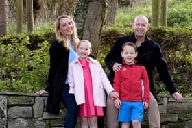 Evie Hodgson, second left, pictured earlier this year with her mum Tina, her brother William and dad Andy.