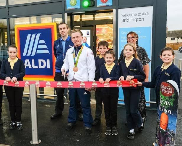 The new Aldi store on St John Street is officially opened by GB Olympic Gymnast Nile Wilson. Photo by Tony Bartholomew