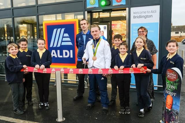 The new Aldi store on St John Street is officially opened by GB Olympic Gymnast Nile Wilson. Photo by Tony Bartholomew
