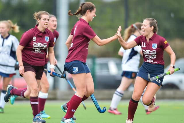 Alex Bester, right, was on target for Scarborough Hockey Club Ladies 1sts.
Photos by Will Palmer
