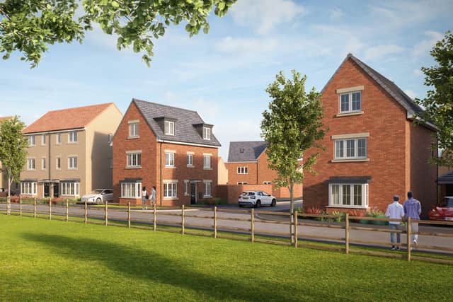 An artist’s impression of a street scene on Salkeld Meadows. Image courtesy of Keepmoat Homes