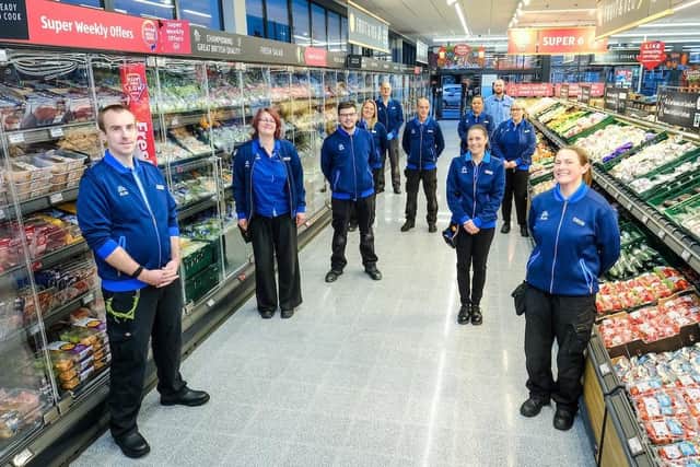 Staff at the new Aldi store on St John Street. Photo by Tony Bartholomew.