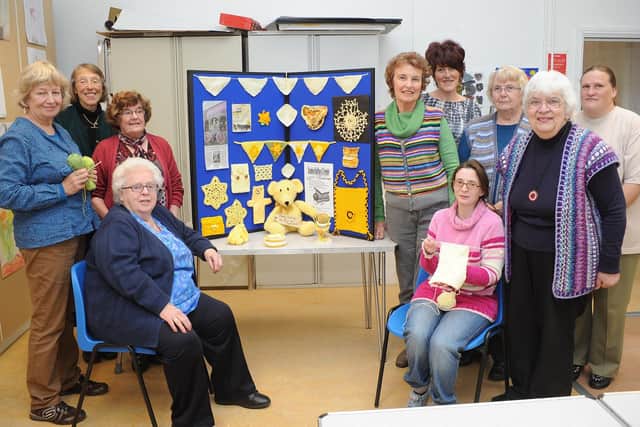 The Creative Knitting and Crochet Club created a Tour De France display in the  Old Parcels Office, Bridlington, in 2014. (NBFP PA1418-4)