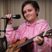 Seventeen-year-old Grace Robertson writes and records her own songs at her home in Filey