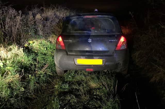 The driver of a dark-coloured Suzuki Swift was arrested after a short police pursuit. (Photo: North Yorkshire Police)