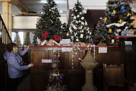 Christmas trees on display at Whitby's St Mary's Church.
195224f