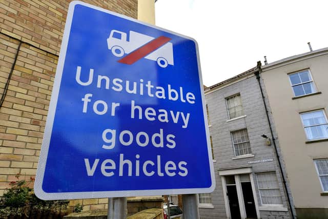The four new signs aim to reduce the number of large delivery vehicles becoming stuck on the Old Town's narrow streets.