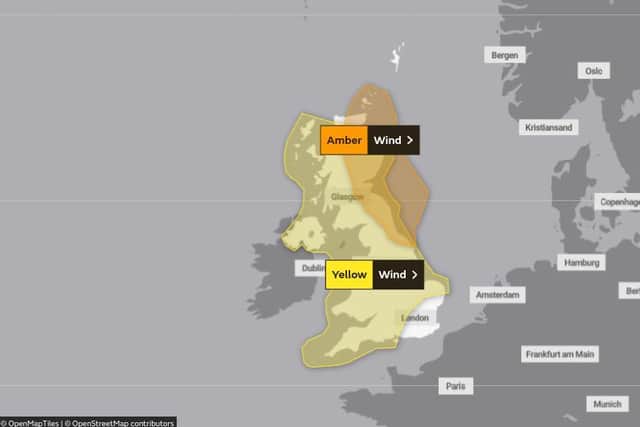 The area covered by the weather warning