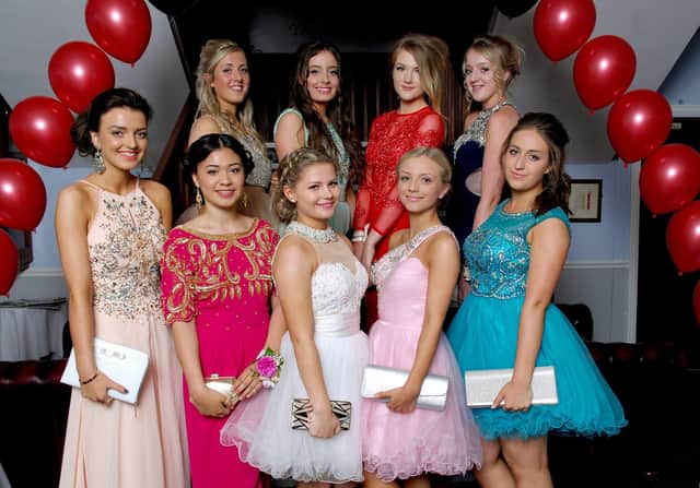 A group of Headlands Year 11 students are pictured at the school’s prom in 2014. The event was held at Bridlington Links Golf Club. Do you recognise any of the people in the photograph? Photo by Paul Atkinson (NBFP 2014HeadlandsProm-0054)